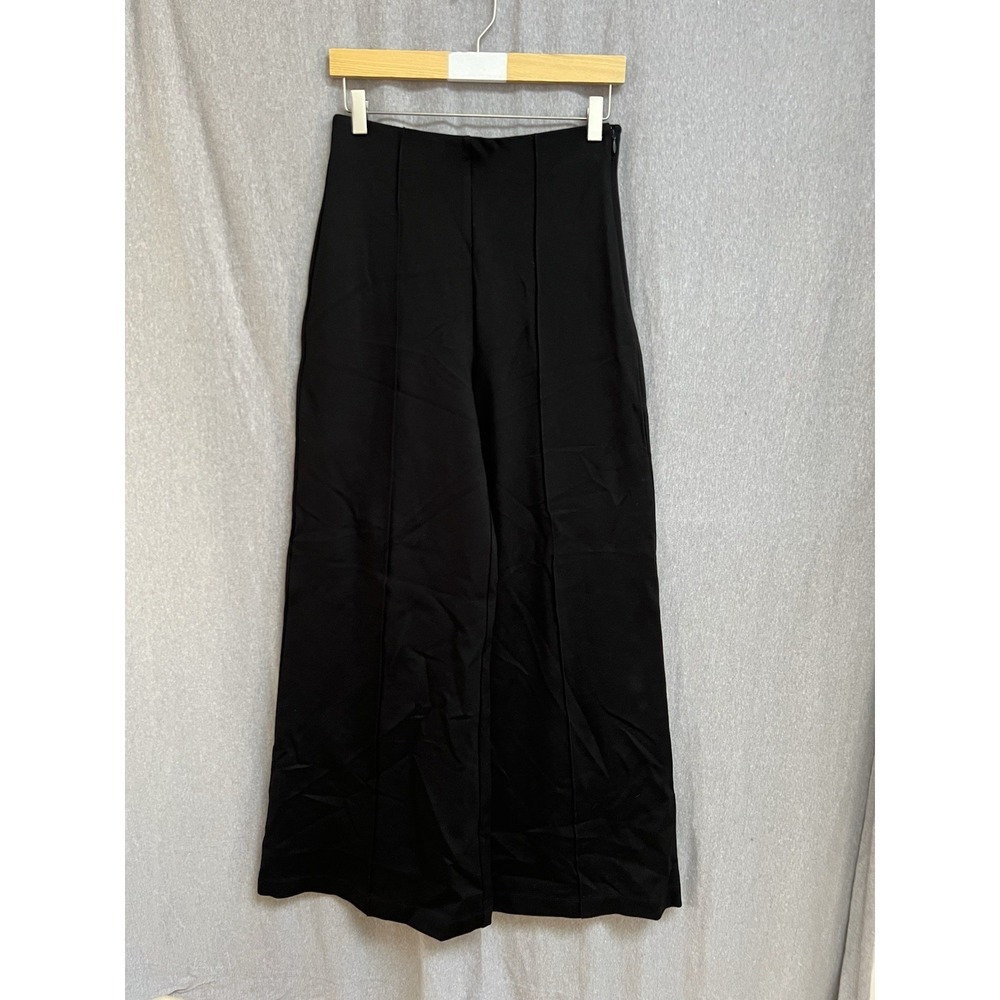 Quince Women Ultra-Stretch Ponte Super Wide Leg Ankle Pants Black Sz M